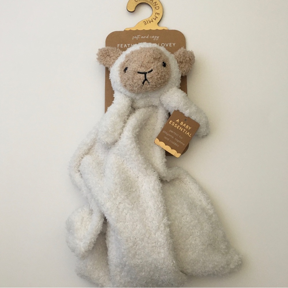 NEW Lovey Soft Baby Toy Lamb Security Blanket Feather Knit | Levi and Emmie